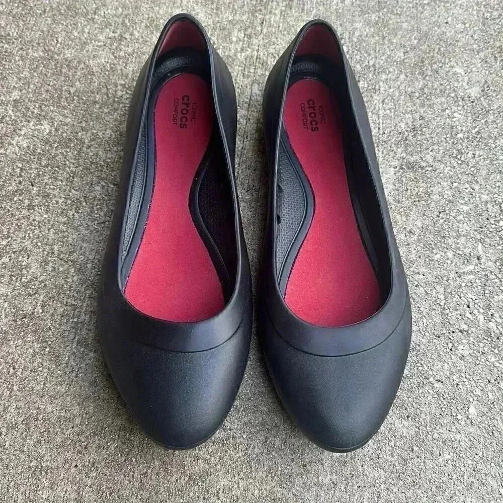 Crocs Lina Flats Black Comfort Shoes Women’s Size 9